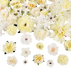 Белый 3 сумки 3 стили ткань цветок, искусственные цветочные головки, для поделок декоративный венок вечерние день рождения украшение дома, белые, 12.5~80x22~143x20~105 мм