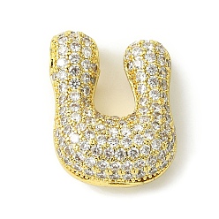 Letter U Стойки обшивки латунь кубического циркония подвески, без кадмия и без свинца, долговечный, алфавит, Буква U, 22x16.5x9 мм, отверстие : 4x2 мм