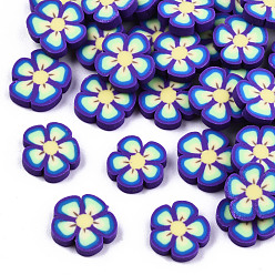 Blue Violet Handmade Polymer Clay Cabochons, Polymer Clay Slices for Resin Crafts & DIY Projects, Flower, Blue Violet, 8~10x8~10.5x2mm, about 5200pcs/1000g