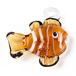 Перу Подвески лэмпворк ручной работы, рыбы прелести, Перу, 35.5~39x32.5~38x11~12 мм, отверстие : 3.5~3x3.5~5 мм