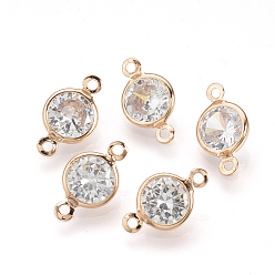 Light Gold Cubic Zirconia Link, with Brass Findings, Diamond, Light Gold, 15x9x4.5mm, Hole: 1mm