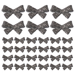Черный 30 шт. Кабошоны из непрозрачной смолы, бантом, со стразами, чёрные, 32.5x51x9 мм