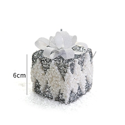 Темно-Серый Рождественские блестящие пенопластовые подарочные коробки, подвесные украшения, для подвесных украшений на елку, темно-серый, 60 мм