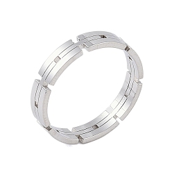 Stainless Steel Color Non-Tarnish 304 Stainless Steel Chain Shape Finger Ring for Women Men, Stainless Steel Color, 4mm, US Size 7 3/4(17.9mm)