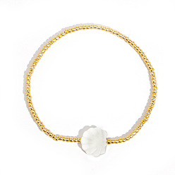 Shell Shape 1ПК богемные летние стеклянные бисерные браслеты, браслеты из ракушек для женщин, формы раковины, внутренний диаметр: 6-7/8 дюйм (17.5 см)