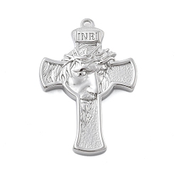 Нержавеющая Сталь Цвет 304 подвески из нержавеющей стали, крест с оберегом Иисуса, анти-тускнение, цвет нержавеющей стали, 38x26x4.5 мм, отверстие : 1.5 мм