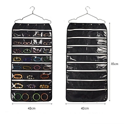 Черный Нетканые ткани ювелирные подвесные витринные сумки, настенные полки шкафы для хранения вещей, с вращающимся крючком и прозрачными решетками из ПВХ., чёрные, 85x43 см