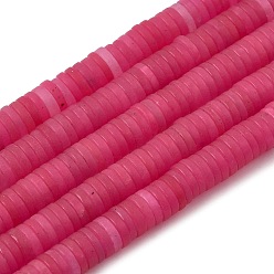 Малиновый Бусины из натурального белого нефрита, матовые, дисковые бусы, Heishi бусы, окрашенные, малиновый, 6.5x1.5 мм, отверстие : 0.8 мм, около 248~253 шт / нитка, 15~15.31 дюйм (38.1~38.9 см)