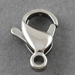Stainless Steel Color 304 Stainless Steel Lobster Claw Clasps, Parrot Trigger Clasps, Manual Polishing, 11x7x3.5mm, Hole: 1mm