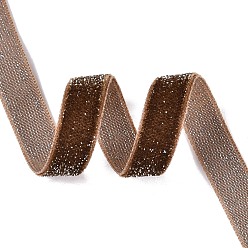 Chameau Ruban de velours simple face à paillettes scintillantes, Ruban en polyester et nylon avec cordon métallique, pour accessoires de vêtement, chameau, 3/8 pouces (10 mm), environ 218.72 yards (200m)/rouleau
