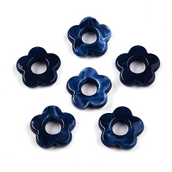Морской Синий Прозрачные акриловые бусины градиентного цвета, Центр пробуренной, цветок, Marine Blue, 14x14.5x4 мм, отверстие : 1.6 мм