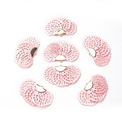 Розовый Железа кулон, с шелковым, цветок, золотые, туманная роза, 25~27x38~41 мм, отверстие : 1.5 мм