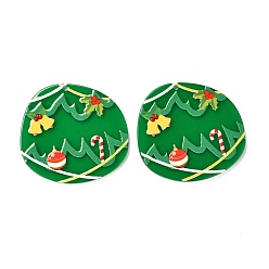 Christmas Themed Pattern Christmas Theme 3D Printed Resin Pendants, DIY Earring Accessories, Flat Round with Pattern, Christmas Themed Pattern, 37x39.5x2mm, Hole: 1.6mm