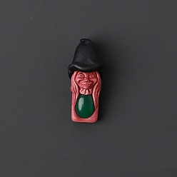 Green Aventurine Natural Green Aventurine Pendants, Elf with Witch Hat Charm, 45x20mm
