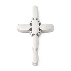 Нержавеющая Сталь Цвет 304 подвески из нержавеющей стали, крестик, цвет нержавеющей стали, 28x17.5x4 мм, отверстие : 3 мм