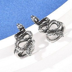 Античное Серебро Змея 316 серьги из нержавеющей стали, не прокалывающие хрящ, клипсы на кольца в носу, античное серебро, 18.5x12.5x7.5 мм
