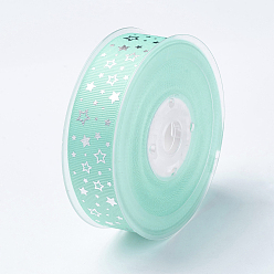 Aquamarin Polyester Ripsband, Stern-Muster, Aquamarin, 1 Zoll (25 mm), etwa 100yards / Rolle (91.44 m / Rolle)