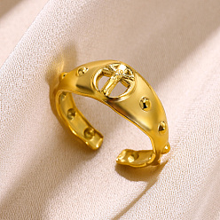 Золотой 304 открытые кольца-манжеты из нержавеющей стали для женщин, крестик, золотые, внутренний диаметр: 17.8 мм