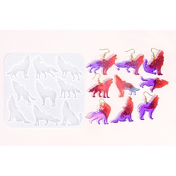 Волк Силуэтные силиконовые формы, формы для литья подвесок, для уф-смолы, изготовление изделий из эпоксидной смолы, волк, 133x144x4 мм, отверстие : 2 мм