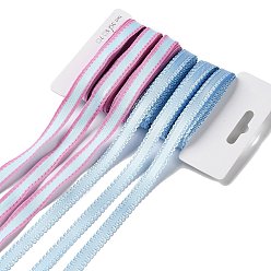 Светло-Синий 18 ярдов 6 стилей полиэфирной ленты, для поделок своими руками, бантики для волос и украшение подарка, светло-голубая цветовая палитра, голубой, 3/8~1/2 дюйм (9~12 мм), около 3 ярдов / стиль