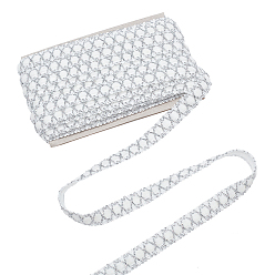 Белый 10m полиэстеровая серебристая металлизированная кружевная лента, для штор, украшение одежды, белые, 1/2 дюйм (13 мм), около 10.94 ярдов (10 м) / карту