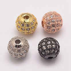 (52) Непрозрачная лаванда Латунные микро проложить кубического циркония бусы, круглые, разноцветные, 8.5x8 мм, отверстие : 1.5 мм