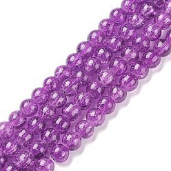 Mixed Color Crackle Glass Beads Strands, Round, Mixed Color, 8mm, Hole: 1.3~1.6mm, about 100pcs/strand, 31.4 inch