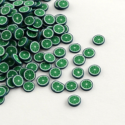 Темно-Зеленый Ручной полимерной глины ногтей декоративные аксессуары, фрукты, темно-зеленый, 4~6x5~6x0.2~1 мм