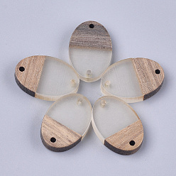 Белый Дым Соединители из смолы и ореха, овальные, серый, 23x15.5x4 мм, отверстие : 1.8 мм