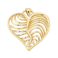 Настоящее золото 18K Латунные подвески, сердце прелести, долговечный, стойки покрытие, без свинца и без кадмия, реальный 18 k позолоченный, 31x30.5x5.5 мм, отверстие : 5x3.5 мм