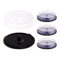 Clear Round Plastic CD Disc Cake Storage Boxes with Black Base, Holds 10 Discs, Clear, 14x2.65cm