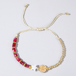 Природный Драгоценный Камень Винтажные браслеты из бусин с драгоценными камнями, латунью и натуральными ракушками для женщин., звезда и плоская круглая фигурка с изображением Иисуса