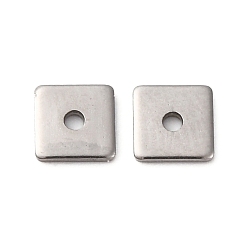 Платина 304 из нержавеющей стали разделительные бусины, квадратный, платина, 5x5x1 мм, отверстие : 1.2 мм