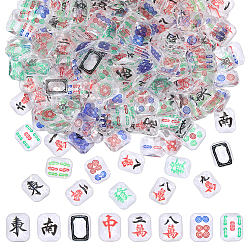 Mixed Color 200Pcs Mahjong Resin Cabochons, Nail Art Decoration Accessories, Mixed Color, 10x8x3mm