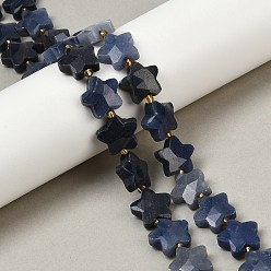 Синий Авантюрин Нити из бусин авантюрина синего цвета, окрашенных и подвергнутых термической обработке натуральными красителями., граненые, звезда, с бисером, 14~15x14x6 мм, отверстие : 1 мм, около 27 шт / нитка, 15.94'' (40.5 см)