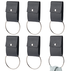 Черный 6шт. крючки для полотенец из искусственной кожи, с железными кольцами, чёрные, 160 мм