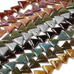 (52) Непрозрачная лаванда Фарфора ручной работы бисер нитей, треугольные, разноцветные, 21~23x25~26x8~10 мм, отверстие : 1.5~2 мм, около 14~15 шт / нитка, 11.42''~12.60'' (29~32 см)