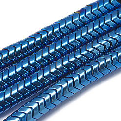 со Синим Покрытием Гальванизировать немагнитных синтетический гематит бисер пряди, твист, с покрытием синим, 6x3.5 мм, отверстие : 1.5 мм, около 174 шт / нитка, 15.7 дюйм