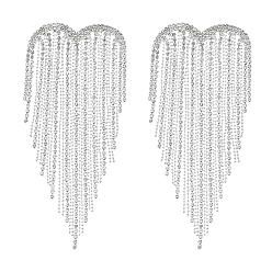 Argent 2 Pièces de broches à revers en alliage avec strass et pompon en forme de cœur pour vêtements, argenterie, 135x62mm