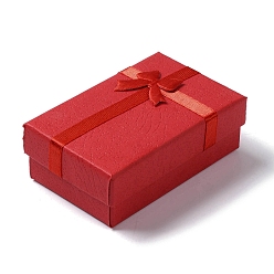 Brique Rouge Boîtes à collier en papier carton, coffret cadeau collier avec éponge à l'intérieur et nœud papillon, rectangle, firebrick, 5.2x8.2x3 cm