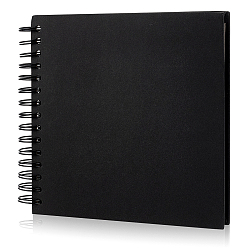 Черный Фотоальбом для скрапбукинга своими руками из бумаги, Коллекция фотографий в твердом переплете с железным кольцом для переплета, для путешествия, день рождения, свадьба, Годовщина, прямоугольные, чёрные, 228x205x32.5 мм