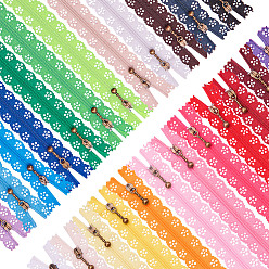 Mixed Color Nylon Coil Beautiful Lace Zippers, For Sewing Crafts, Mixed Color, 240x25mm, 72strand/set