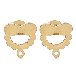 Золотой Ионное покрытие бантом (IP) 304 фурнитура для сережек-гвоздиков из нержавеющей стали, с петлей, золотые, 10.5x10 мм, отверстие : 1.2 мм, штифты : 0.8x11 мм