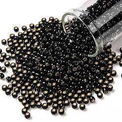 (2210) Silver Lined Jet Black Opaque TOHO Round Seed Beads, Japanese Seed Beads, (2210) Silver Lined Jet Black Opaque, 8/0, 3mm, Hole: 1mm, about 222pcs/bottle, 10g/bottle