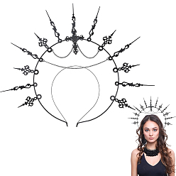 Черный Железные повязки для волос , с ретро-крестовым нимбом, аксессуары для волос для женщин и девочек, чёрные, 295x365x7.5 мм, внутренний диаметр: 115.5 мм