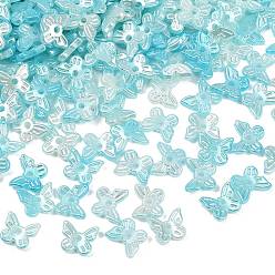 Бледно-бирюзовый Перламутровые бусины из пластика ABS с имитацией жемчуга, бабочка, два тона, бледные бирюзовая, 10x11x3 мм, отверстие : 1.6 мм, Около 3333 шт / 500 г