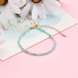 Амазонит Женские граненые браслеты из натурального амазонита из бисера, золотые, 7-1/4 дюйм (18.5 см)