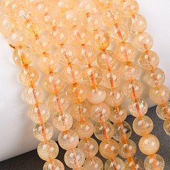 Цитрин Природный цитрин бисер нитей, круглые, окрашенная и подогревом, 6 мм, отверстие : 0.8 мм, около 62 шт / нитка, 15 дюйм (40 см)