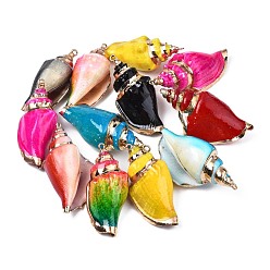 (52) Непрозрачная лаванда Аэрозольная краска и гальванические спиральные подвески, с железной фурнитурой, золотой свет, разноцветные, 36~50x16~24x14~20 мм, отверстие : 2 мм