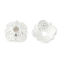 Посеребрённый Шапочки и конусы для бусин, латунные, цветок, 925 серебро покрытием, 8.5x8.5x2.5 мм, отверстие : 1.6 мм